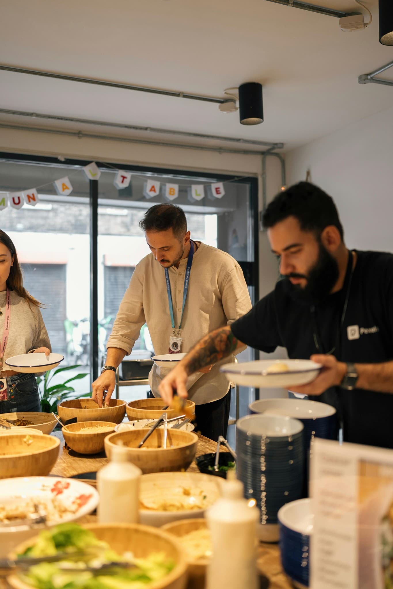 Team cooking together